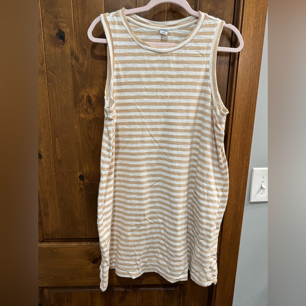 Old Navy Beige and White Striped Dress